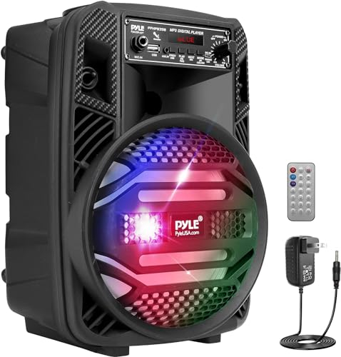 Pyle Cassa Bluetooth Portatile, Ricaricabile da 300W con Subwoofer da 20,32 cm e Tweeter da 2,54 cm, Microfono In, Luci da Festa, MP3/USB, Radio, Telecomando