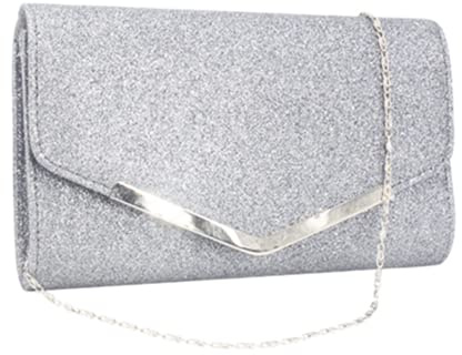 Fioeyr Women Glitter Envelope Clutch Bag Wedding Evening Handbag Chain Shoulder Bag