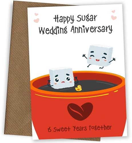 Hey Chimp Glückwunschkarte zum 6. Hochzeitstag – lustige Zuckerwürfel Karte für 6 Jahre Jubiläum