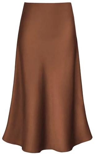Modegal Women's A-line Skirt (Pack of 1) | Satin High Waist Hidden Elasticized Waistband Flared Long Skirt