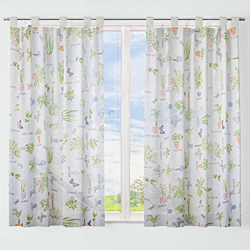 Dalina Textil -Cortina de Cocina Translúcido Estampado, Visillo Transparente para Cocina, Comedor, Marco de Puerta 1 Pieza Tejido Gasa Fina 140X180CM