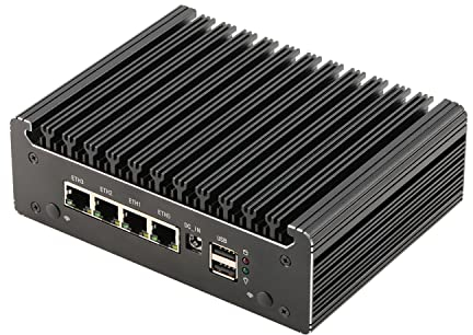 HUNSN Micro Firewall Appliance, Mini PC, Pfsense, Mikrotik, OPNsense, VPN, Router PC, Intel N4505 N6000, RS41, AES-NI, 4 x 2.5GbE I226-V, Konsole, Type-C, HDMI, DP, SIM Slot, 16G RAM, 128G SSD