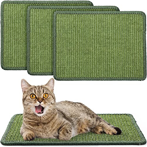 4 Pcs Cat Scratcher Mat Sisal Scratch Mats Horizontal Floor Scratching Pad Rug Sisal Fabric Cat Scratch Mat for Protecting Carpets Sofas and Cat Grinding Claws Green 11.8 x 15.7