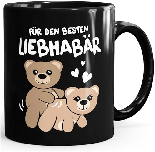 MoonWorks® Kaffee-Tasse Liebe lustig Bär Geschenk Partner Mann Liebhaber Jahrestag Valentinstag Schwarz standard