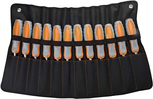 OITTo Construcción de cincel de Madera CR-V para, con Extremo de Martillo para, Tallado, Ancho del Cabezal de Corte: 6 mm - 38 mm, Juego de 12 Piezas