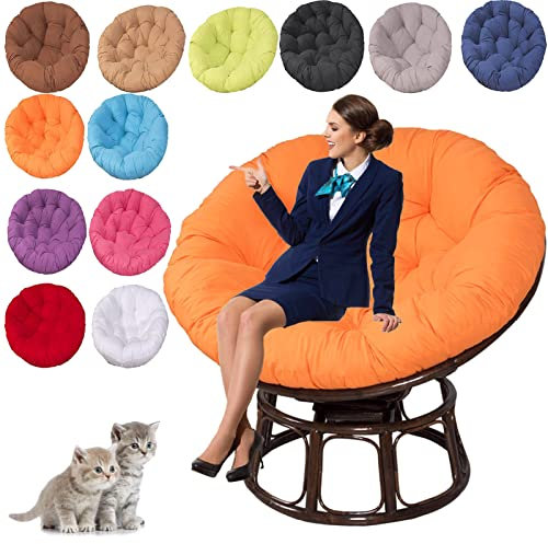 RVUEM Coussin Chaise Soucoupe Relax Coussin SièGe Papasan éPais Et Confortable Futon Rond Japonais Coussin Panier Suspendu en Rotin Osier Coussin Chaise D'Oeuf ImperméAble ExtéRieur,G,100×100CM