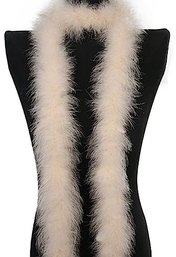 Yurosiay 2m Groß Bunt Federstreifen 10cm Breite Flauschige Federboa 30g Verdickt Federgirlande Deko Einfarbig Feder Streifen Nähen DIY Federboa Basteln Federn Borte für Kostüm Party Beige 1#