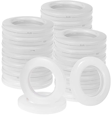 Coolty 32 Stück Vorhang Ösenringe Gardinenringe Vorhangringe Rund Kunststoff Ringe 40mm Innendurchmesser Gardinen Ösen für Fenstervorhang Duschvorhang Türvorhang Wohnaccessoires (Weiß)