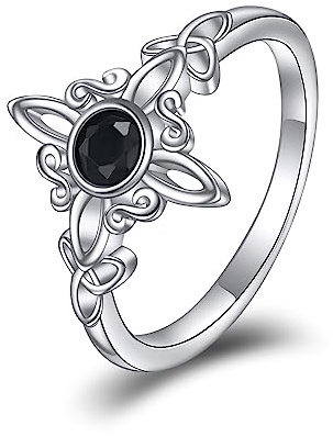 HUKKUN Hexen Ring Silber 925 Damen Hexenknoten Ring keltischer Hexen Schmuck Geschenke für Frauen
