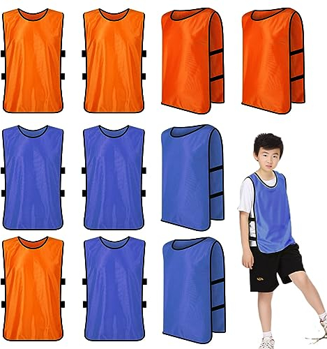 DDKY 10 Stück Leibchen Fussball Kinder,Fußball Leibchen für Kinder und Erwachsene, Markierungshemd-Trainingsleibchen ohne Logo für Herren Damen Senioren Junioren