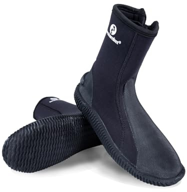 Two Bare Feet 5mm Neoprene Unisex Wetsuit Boots | Insulated for Diving, Snorkeling & Surfing | Non-Slip Sole, Flexible & Comfortable Design for Water Sports (5mm 001, UK 4)