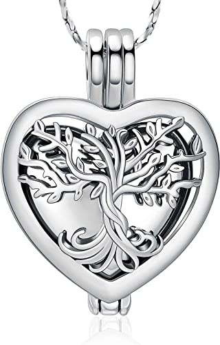 QGJNSGC Tree of Life Urn Necklaces for Ashes Heart Shape Cremation Jewelry Memorial Keepsake Jewelry Gifts for Women Men Memorial Lockets Ashes Holder for Pet
