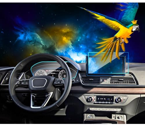 EUEKY 2pcs 2024 2025 Audi Q5 A5 Sportback Screen Protector for 2021-2024 Audi Models - 10.1'' Nav. & 12.3'' Dashboard Touchscreen Tempered Glass Protection Film