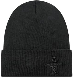 Armani Exchange Herren Beanie Hat The Grid, Sustainable, Embroidered Logo