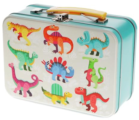 Dotcomgiftshop Metallköfferchen Dinosaurier Metall Box mit Verschluss für Kinder ab 3 Jahre
