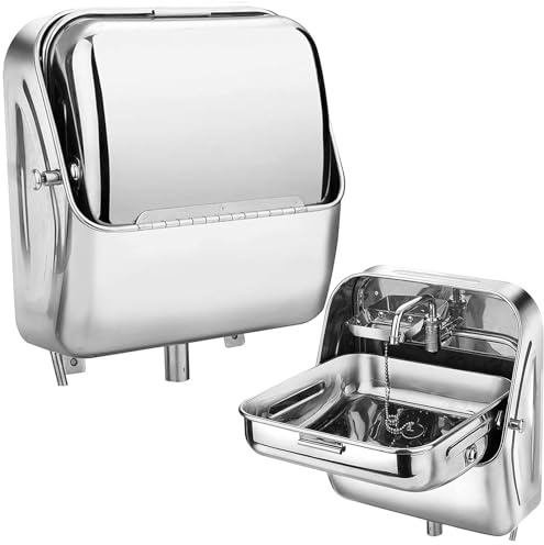 Miuxe Edelstahl-Klappspüle Mit Kaltwasserhahn, Wandmontage Handwaschbecken Bar Wohnwagen Wohnmobil Waschbecken, Kleine Outdoor Wohnmobil Küche Waschbecken Trailer Badezimmer Waschbecken