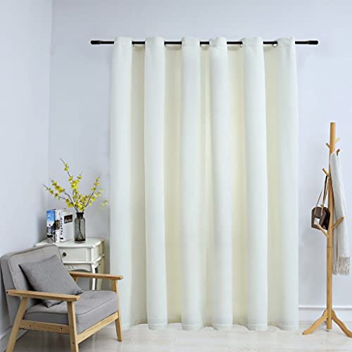 SMTSEC Tenda oscurante con anelli in metallo, vellutata, 290 x 245 cm, colore: Crema