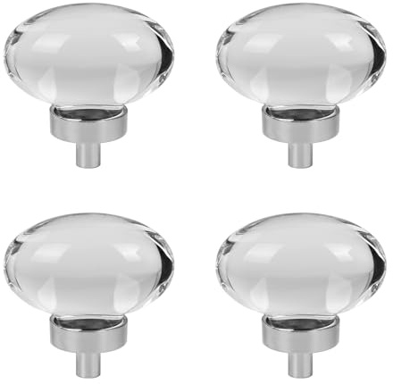 TopHomer Dekorklare runde Kristallknöpfe, 4Stück 45 mm künstliche Kristall-Kabinett-Außenknöpfe, Glastürgriffe, Runde Möbelknöpfe für Schrank, Glas, Schiebetür, Schublade, klare Kristallgriffe (A)