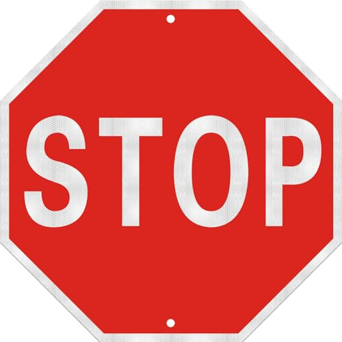 Segnale di stop, 30,5 x 30,5 cm, pannello riflettente ottagonale in alluminio ad alta resistenza, impermeabile, resistente ai raggi UV, resistente alla ruggine, segnale stradale in metallo (30,5 x