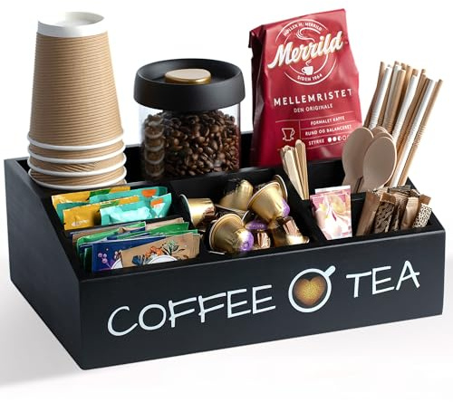 Vinvoli Coffee Station Organizer – Premium 2025 All-in-One Coffee Bar & Tea Organizer for Bar Accessories, Tea Storage, and Decor