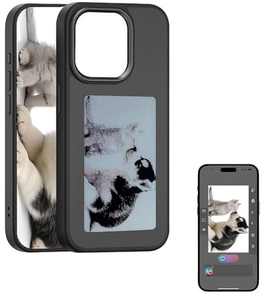 Ink Screen Protective Smart Phone Case for Iphone 15,DIY E-Ink Phone Case NFC Transmission,Customize Phone Case Instantly Display Photos On The Ink Screen Back Cover Phone Case (Black)