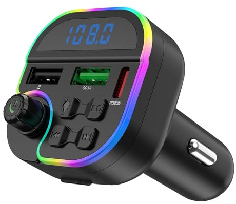 Lettore Mp3 per auto, trasmettitore Fm - Trasmettitore FM per auto a 2 porte,Caricatore per auto USB, lettore musicale per auto, adattatore per auto wireless per tutti i tablet smartphone