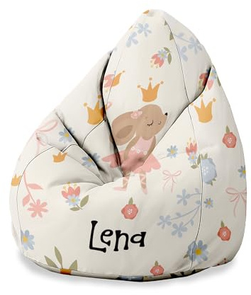 DreamRoots Sitzsack Kinder personalisiert 70x70x105, Mouse Ballerina | Personalisierte Geschenke Kinder, Bean Bag, Kindersitzsack, Kinderzimmer, mit Füllung, Sitzkissen Boden