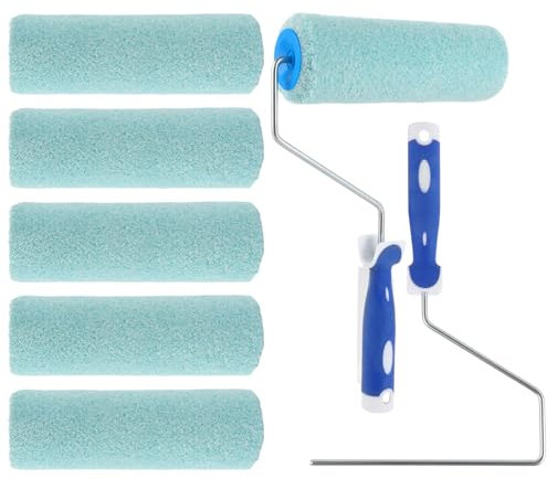 Oungy 5 Stücke 23 cm Farbroller Wandfarbe Set mit 2x Bügel, Malerrolle Groß, Malerset Streichen Wandfarbe mit 5 Malerwalze, Mikrofaser Lackrollen für Lacke, Lackierwalze zum Malen von Wand, Decken