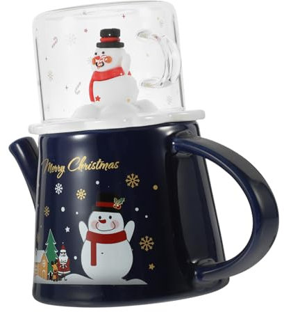 KITANDOVE Set Da Tè Natalizio in Ceramica Tazza Da Tè in Stile Vintage Teiera Casa Per Natale Decorazione Festa Di Natale