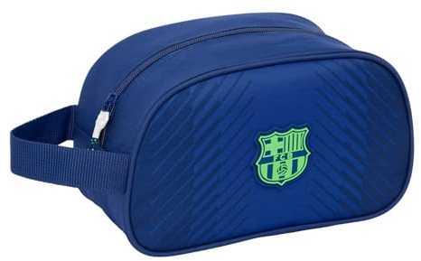 Safta F.C. BARCELONA NAVY BLUE - Medelstor barnskolväska med handtag, barnväska, anpassningsbar till vagn, lätt att rengöra, bekväm och mångsidig, kvalitet och styrka, 26 x 12 x 15 cm, Marinblå, M,