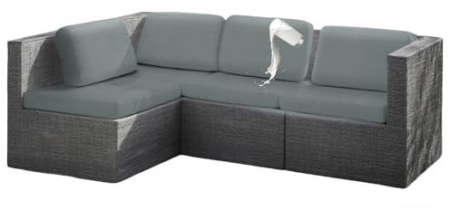 HonunGron 8Pcs Outdoor Patio Sofa Cushion Cover, Water Resistant Replacement Covers for Patio Furniture Cushions, Soft Couch Slipcovers, Seat Covers for Garden, Rattan, Outdoor (Light Grey)