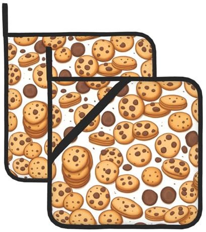 WHJDPP Set di 2 presine isolate quadrate per biscotti, con gocce di cioccolato, 20,3 x 20,3 cm, per scoprire e servire piatti da cucina