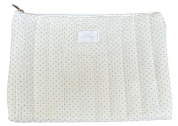 Polka Dot Necessär för smink och borstar, med dragkedja, badrumsorganisatör (vit, 27 x 20 x 1 cm)
