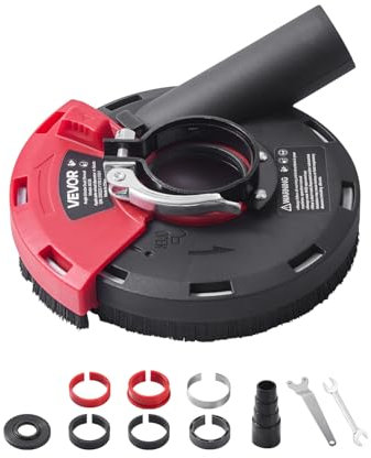 VEVOR Absaughaube Winkelschleifer, Universal 100-125 mm, Staubschutz mit 6 Klemmscheiben, Anschluss an Staubsauger, geeignet zum Schleifen von Holz, Beton, Wänden und Steinen