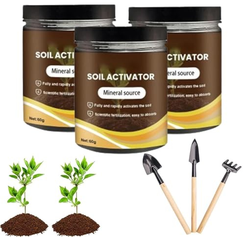 Attivatore del terreno per piante, fertilizzante liquido per piante da interno e da esterno,terriccio per invasatura e compost, integratore nutrizionale per la crescita delle piante (3PC,60G,1)