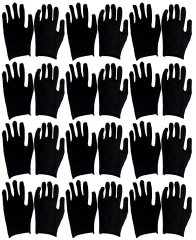VOSAREA Moufles en Coton Épais Noirs, 12 Paires, Protection Travail | Jardiniers, Légers et Résistants à Coupe, Taille Unique, Usage Quotidien, Noir