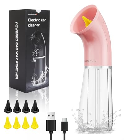 Upgraded Electric Ear Cleaner,Earwax Removal with 250ML Dual Water Tank Design,4 Water Pressures for Powerful Cleaning,8 Soft Earbuds,Type-C Charging,IPX8 for Safe and Effective Earwax Flushing(Pink)
