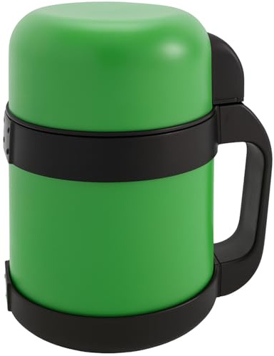 Thrink 0.6L Vacuum Insulated Food Container Flask | Hot & Cold Thermal Storage with Handle | Portable Travel Drink Flask for Soup, Tea, Coffee, Lunch | Easy to Carry, Use & Clean (Green)