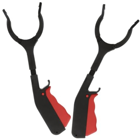 2 Stück Müllgreifer Greifzange Eisen Kunststoff für Senioren | Greiferwerkzeug mit Präzisionszähnen, Tragbar und Platzsparend, Ergonomischer Griff