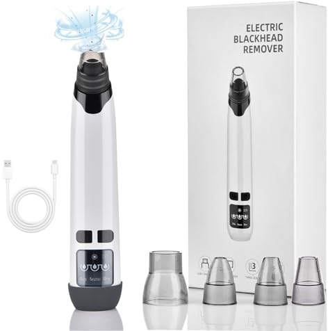 Blackhead Remover Pore Vacuum,Deeply Black Head Remover for Face,4 Pore Sucker Tools,3 Adjustable Suction Levels LED Display, USB Charging with hot Compress Extractor Tool for Women & Men