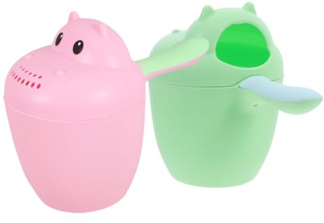 UKCOCO Taza de Champú para Bebés 2 Piezas de Pp Diseño Adorable, Uso Multifuncional para Lavar Cabello y Regar Plantas en Ducha Segura para Niños