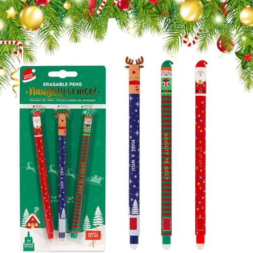 Junjie 3PCS Radierbarer Kugelschreiber,Neuer Weihnachtsstifte, Radierbare Stifte Weihnachten, Radierbarer Gelschreiber,Schreibwaren für Teen Girls and Boys Studenten (A)