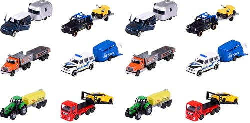 Majorette 212053154 Trailer Assortment, Spielzeugauto mit Anhänger,versch. Modelle, Lieferung: 1 Stück, zufällige Auswahl, 13 cm (Packung mit 2)