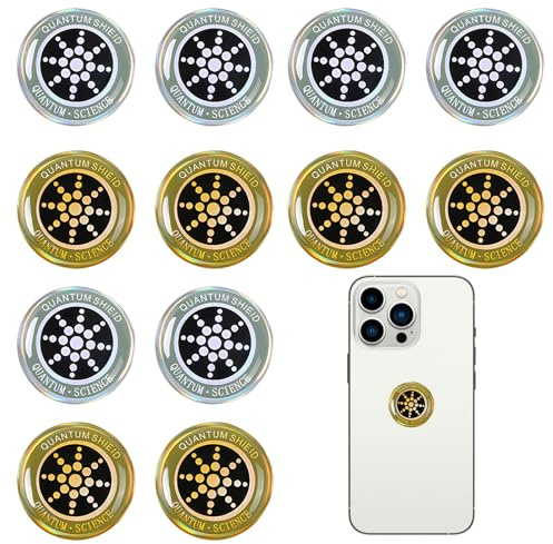12 Pcs Efm Stickers for Phones, Efm Protection Stickers, Radiation Protection Phone Sticker Suitable for Mobile Phones and Tablets (Gold and Silver)