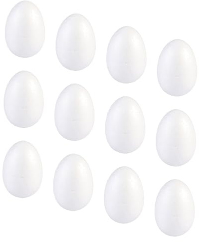 DEARMAMY Uova di Schiuma per Pittura Fai da Te 25 Pezzi Uova Artigianali di Pasqua Bianche 7Cm X 52Cm Materiali Resistenti per Progetti Creativi e Decorazioni Festive
