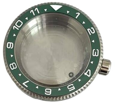 NLNKDTDPAK 42 mm rund burk klockfodral Passar for NH35 NH36 4R35 4R36 urverk i rostfritt stål Safirglasklocka(Green Ring Case)