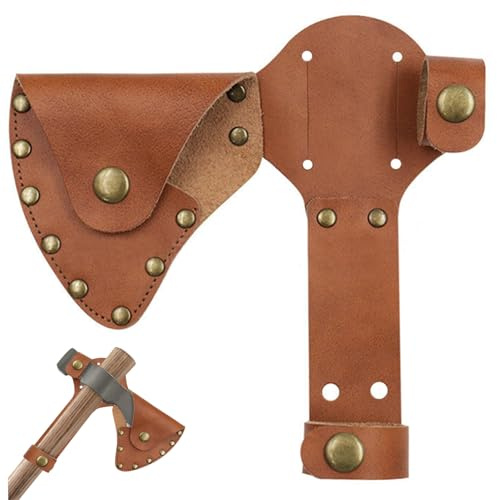 Cold Steel Hatchet, Hatchet Sheath, Leather Axe Sheath Waist Mounted Axe Head Cover with Snap Button Protect Holder for Camping Woodworking -