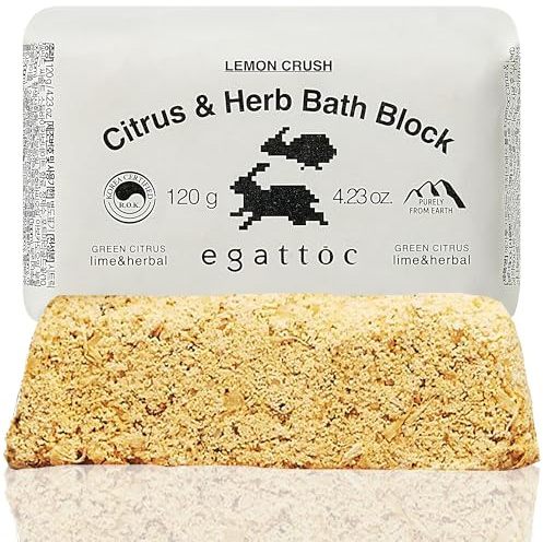 Egattoc Bath Bombs for Women, Citrus & Herb Bath Fizzies with Essential Oils & Calendula Petals, Moisturizing Bath Block for Dry Skin Relief, Natural Aromatherapy Home Spa Gift, Sunny Lemon Scent