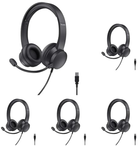 Trust USB Headset with Microphone On-Ear Lightweight Design, Adjustable Headband, PC Headset 1.8m Cable Wired Headphones with Microphone for Computer Laptop Mac Desktop Home Office Teams Zoom