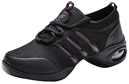 YFCH dansskor herr och dam sportskor Mesh Sneaker Modern &Jazz Hip Hop Sneakers, Svart rosa, 42 EU